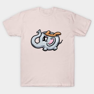 Elephant Cute Coffee Cup Cartoon Illustration T-Shirt